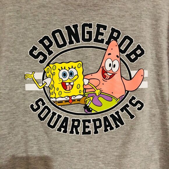 Nickelodeon Women's T-Shirt Spongebob Square Pants Graphic Crew Neck Gray Medium - Picture 2 of 7